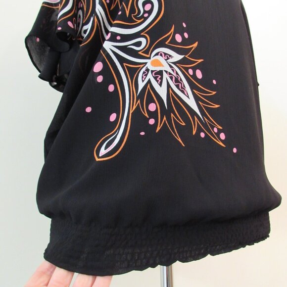 Bob Mackie Wearable Art Lined Abstract Floral Blouse Small - Picture 8 of 16